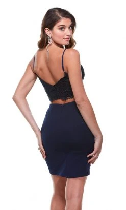 Alyce Paris - 4367 Embroidered Lace Two Piece V Neck Sheath Dress