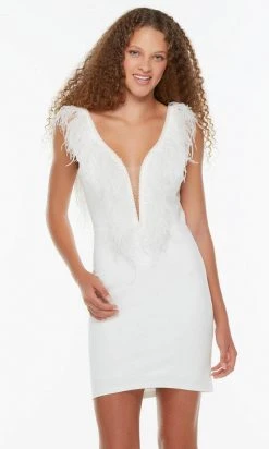 Alyce Paris 4427 - Feathered Trim Cocktail Dress