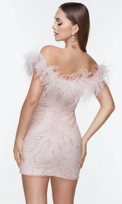 Alyce Paris 4500 - Feathered Off Shoulder Cocktail Dress 15 Alyce Paris 4500 - Feathered Off Shoulder Cocktail Dress