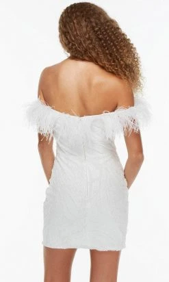 Alyce Paris 4500 - Feathered Off Shoulder Cocktail Dress