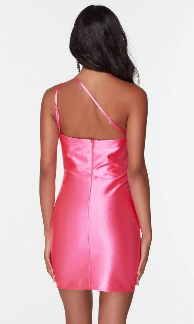 Alyce Paris 4520 - Asymmetric Satin Fitted Cocktail Dress 10 Alyce Paris 4520 - Asymmetric Satin Fitted Cocktail Dress