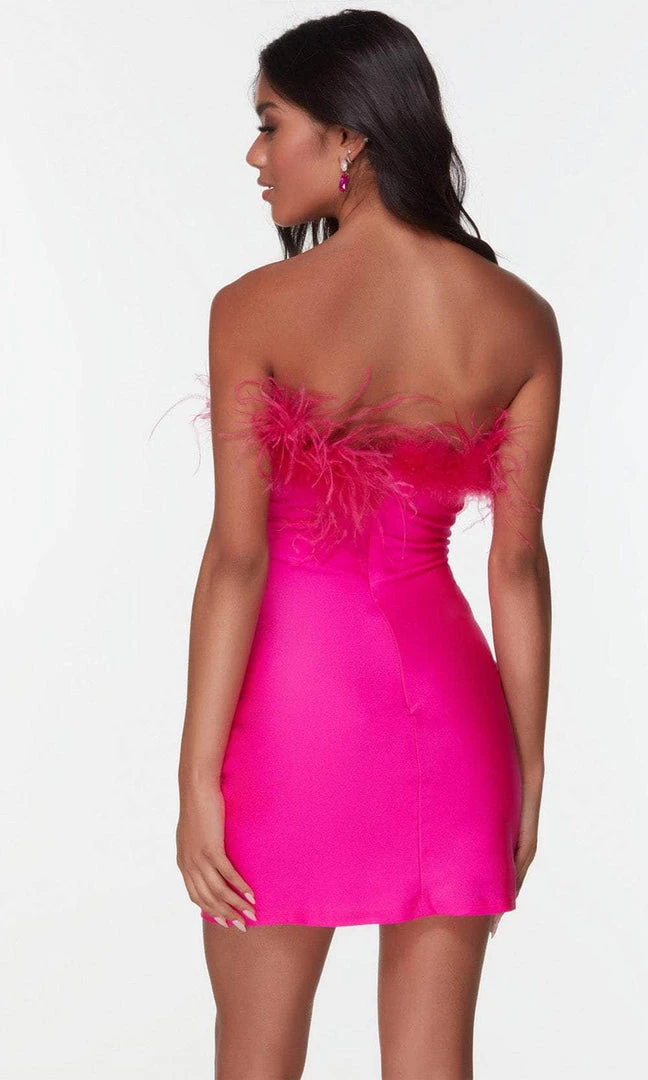 Alyce Paris 4524 - Feathered Strapless Fitted Cocktail Dress 6 Alyce Paris 4524 - Feathered Strapless Fitted Cocktail Dress