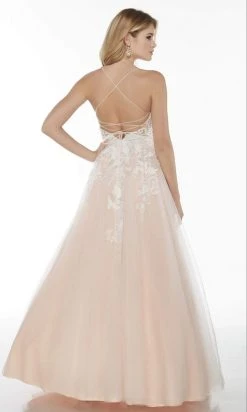 Alyce Paris - 5087 Plunging Neck Embroidered Lace Tulle A-Line Gown