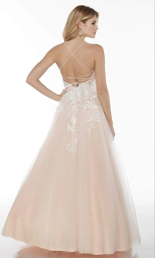 Alyce Paris - 5087 Plunging Neck Embroidered Lace Tulle A-Line Gown 4 Alyce Paris - 5087 Plunging Neck Embroidered Lace Tulle A-Line Gown