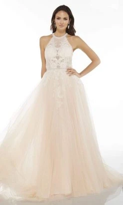 Alyce Paris - 5089 Lace Halter Tulle A-Line Gown