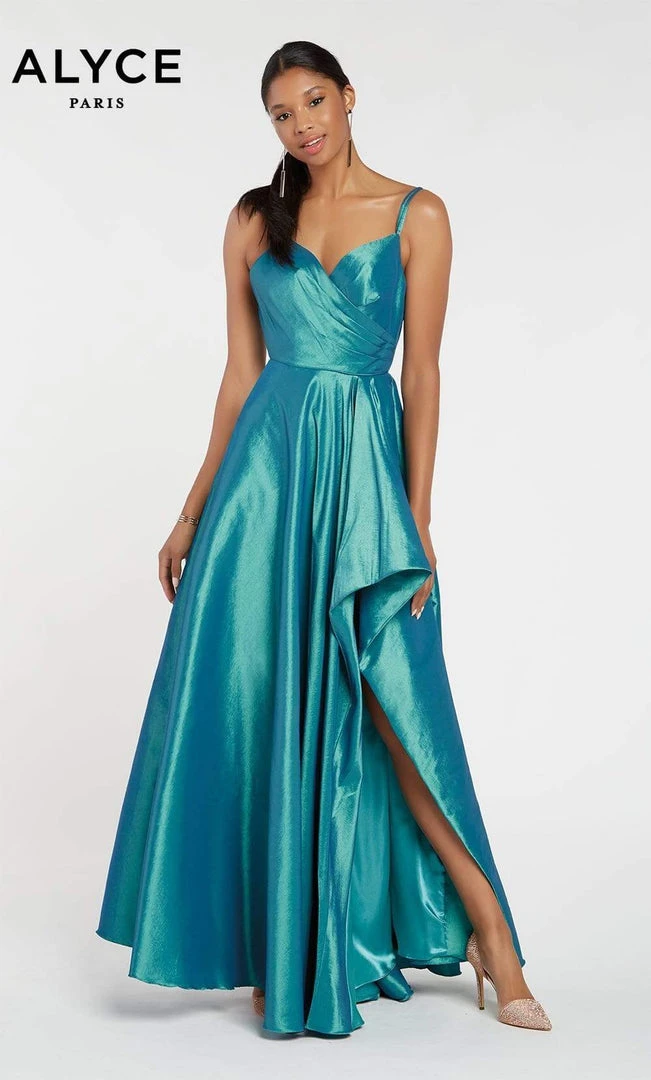 Alyce Paris - 60094 Surplice Bodice Taffeta High Slit A-Line Gown 6 Alyce Paris - 60094 Surplice Bodice Taffeta High Slit A-Line Gown