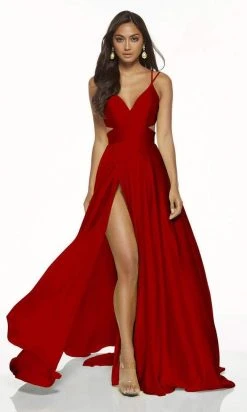 Alyce Paris - 60453 Sleeveless V Neck Sexy Satin A-Line Gown 20 Alyce Paris - 60453 Sleeveless V Neck Sexy Satin A-Line Gown