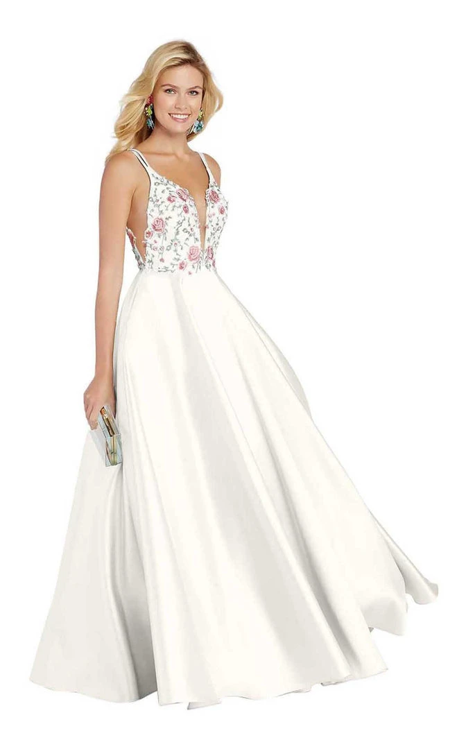 Alyce Paris - 60504 Floral Embroidered Plunging Mikado Gown 6 Alyce Paris - 60504 Floral Embroidered Plunging Mikado Gown