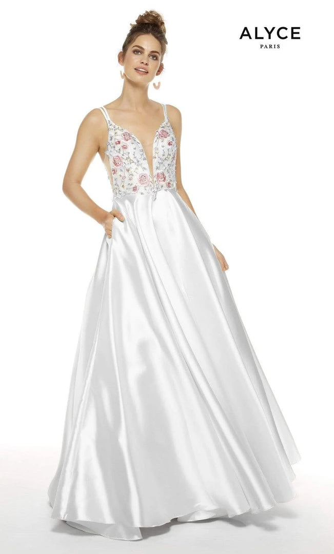 Alyce Paris - 60504 Floral Embroidered Plunging Mikado Gown 9 Alyce Paris - 60504 Floral Embroidered Plunging Mikado Gown