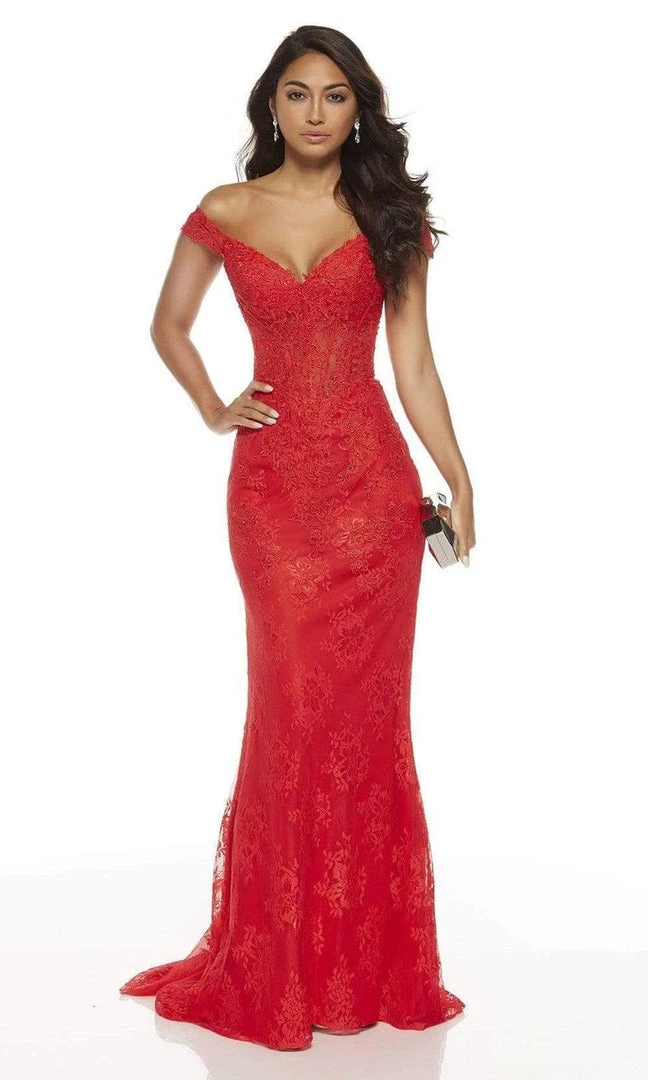 Alyce Paris - 60650 Off Shoulder Jeweled Lace Sheath Gown 4 Alyce Paris - 60650 Off Shoulder Jeweled Lace Sheath Gown