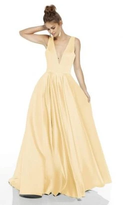 Alyce Paris - 60707 Plunging V-Neck Luxe Satin A-Line Dress 8 Alyce Paris - 60707 Plunging V-Neck Luxe Satin A-Line Dress