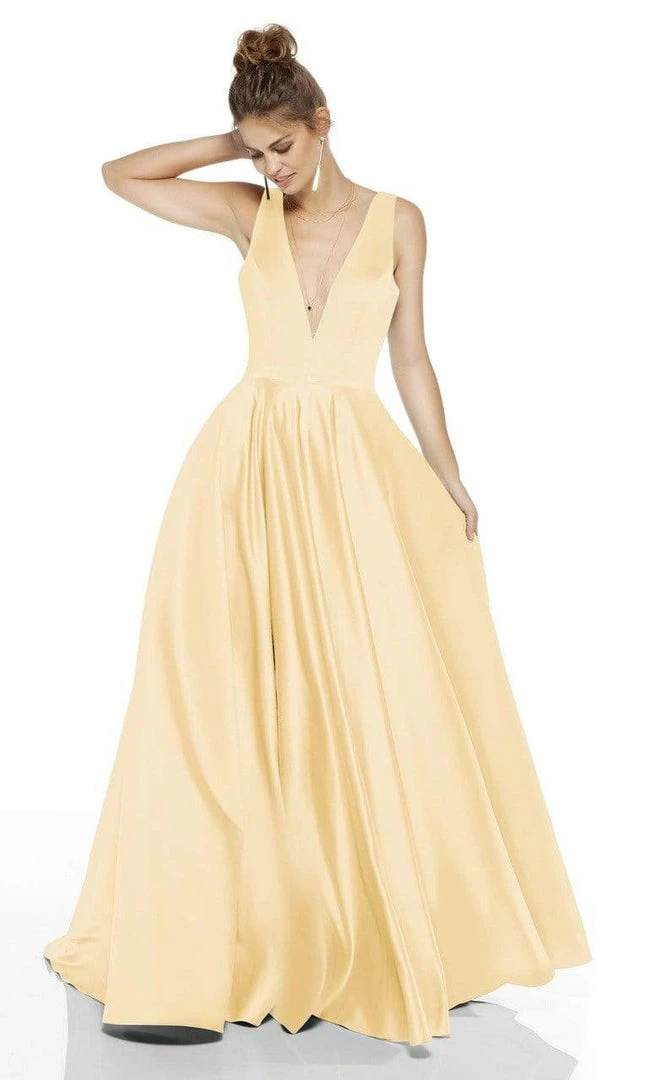 Alyce Paris - 60707 Plunging V-Neck Luxe Satin A-Line Dress 5 Alyce Paris - 60707 Plunging V-Neck Luxe Satin A-Line Dress