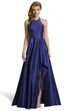 Alyce Paris - 60713 Halter Neckline Shimmering Taffeta High Low Gown 12 Alyce Paris - 60713 Halter Neckline Shimmering Taffeta High Low Gown