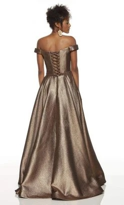 Alyce Paris - 60718 Off-Shoulder Metallic Jacquard A-Line Gown