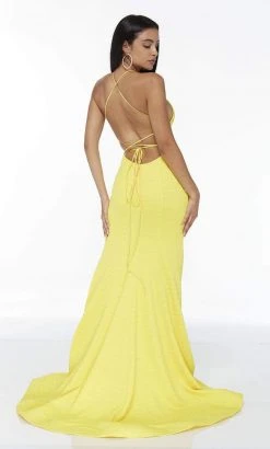 Alyce Paris - 60864 Halter Neck Backless High Slit Dress