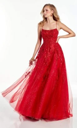 Alyce Paris - 60882 Spaghetti Strap Shimmer Tulle A-Line Gown