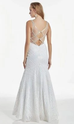 Alyce Paris - 60915 Sequin Striped Illusion Side Midriff Trumpet Gown