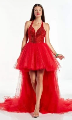 Alyce Paris - 60917 Rhinestone Ornate Halter High Low Gown