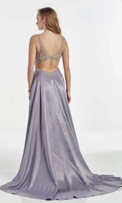 Alyce Paris - 60974 Embellished Plunging V-Neck Charmeuse Satin Gown