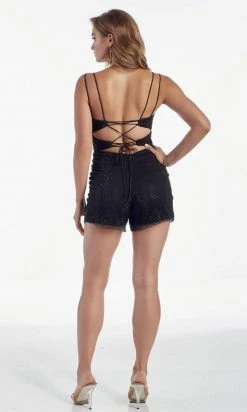 Alyce Paris - 60983 Beaded Sweetheart Romper With Sheer Overskirt