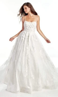 Alyce Paris - 60989 Spaghetti Strap Crisscross Back 3D Lace Gown