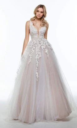 Alyce Paris - 61015 Illusion Plunge Neck Lace Applique Tulle Ballgown 7 Alyce Paris - 61015 Illusion Plunge Neck Lace Applique Tulle Ballgown
