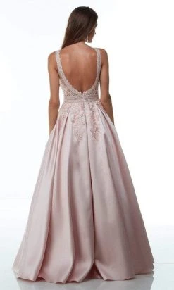 Alyce Paris - 61080 Floral V-Neck Mikado Ballgown