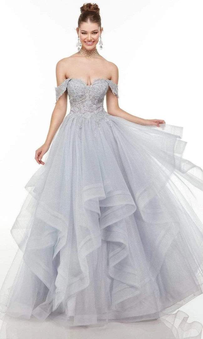 Alyce Paris - 61095 Lace Detailed Off Shoulder Gown 5 Alyce Paris - 61095 Lace Detailed Off Shoulder Gown