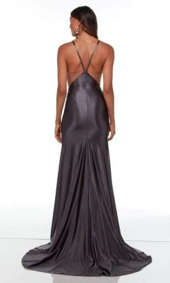 Alyce Paris - 61161 Halter Side Sheer Satin Gown
