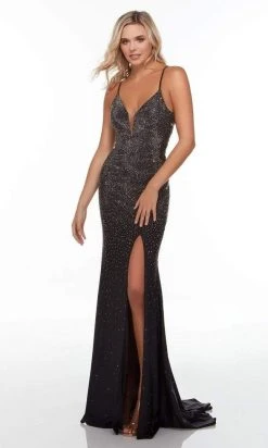 Alyce Paris - 61175 Jewel Strewn Gown With Slit