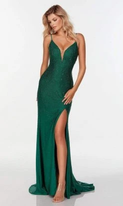 Alyce Paris - 61175 Jewel Strewn Gown With Slit