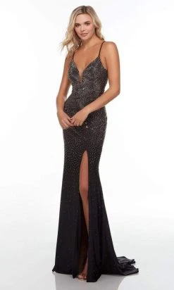 Alyce Paris - 61175 Jewel Strewn Gown With Slit