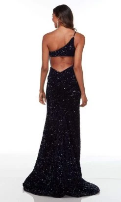 Alyce Paris - 61180 Sequined Asymmetric Slit Long Gown