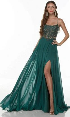 Alyce Paris 61198 - Scoop Neck High Slit Prom Gown 11 Alyce Paris 61198 - Scoop Neck High Slit Prom Gown