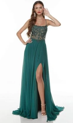 Alyce Paris 61198 - Scoop Neck High Slit Prom Gown 13 Alyce Paris 61198 - Scoop Neck High Slit Prom Gown