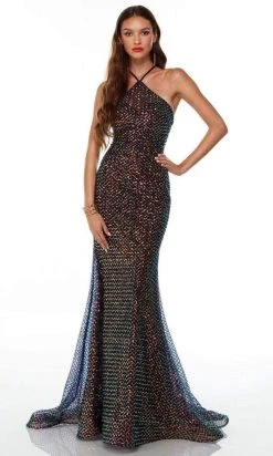 Alyce Paris - 61206 Halter Sequined Lattice Gown