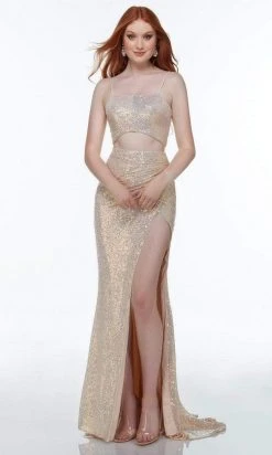 Alyce Paris - 61209 Two Piece Sequined Slit Gown 12 Alyce Paris - 61209 Two Piece Sequined Slit Gown