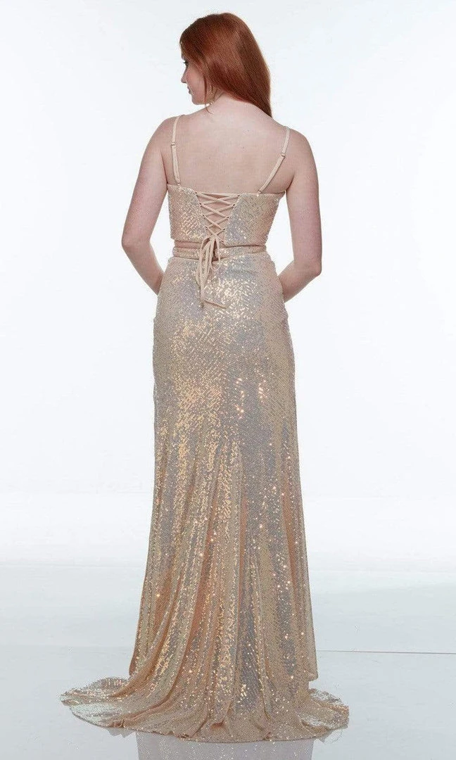 Alyce Paris - 61209 Two Piece Sequined Slit Gown 8 Alyce Paris - 61209 Two Piece Sequined Slit Gown