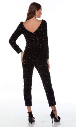 Alyce Paris - 61217 V Neck And Back Sequined Jumpsuit 6 Alyce Paris - 61217 V Neck And Back Sequined Jumpsuit
