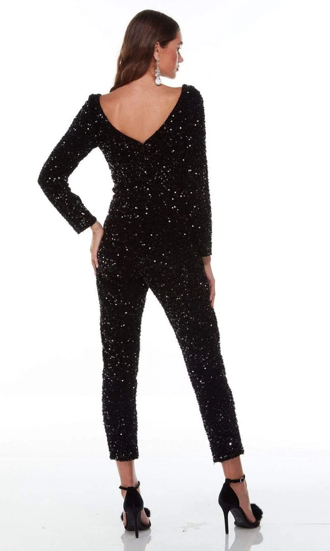 Alyce Paris - 61217 V Neck And Back Sequined Jumpsuit 4 Alyce Paris - 61217 V Neck And Back Sequined Jumpsuit