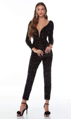 Alyce Paris - 61217 V Neck And Back Sequined Jumpsuit 7 Alyce Paris - 61217 V Neck And Back Sequined Jumpsuit