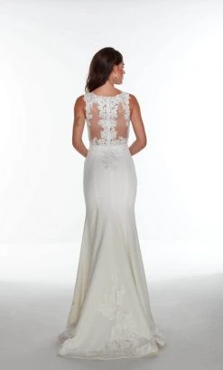 Alyce Paris 7015 - Embroidered Sleeveless Bateau Wedding Dress