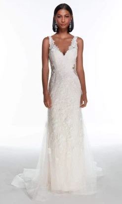 Alyce Paris - 7017 Sequined Lace Sheath Bridal Gown