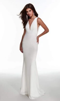 Alyce Paris - 7019 Plunging Beaded Waist Overskirt Bridal Gown