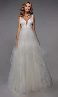 Alyce Paris - 7022 V Neck Organza Bridal Gown