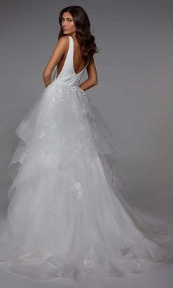 Alyce Paris - 7040 Crepe And Organza Layered Gown 5 Alyce Paris - 7040 Crepe And Organza Layered Gown