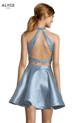 Alyce Paris Two Piece Halter Lace Mikado Cocktail Dress 3735