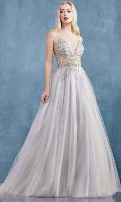 Andrea And Leo - A0672 Illusion Beaded Bodice Tulle A-Line Gown