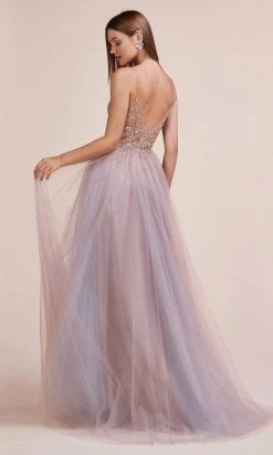 Andrea And Leo - A0672 Illusion Beaded Bodice Tulle A-Line Gown