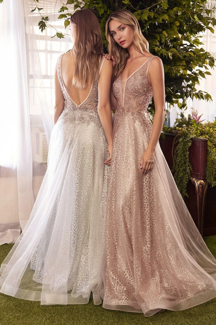Andrea And Leo - A0680 Beaded Illusion Bodice Glitter A-Line Gown 4 Andrea And Leo - A0680 Beaded Illusion Bodice Glitter A-Line Gown
